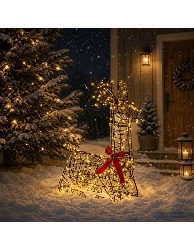Renna di Natale 3D LOVIISA 280 LED Bianco caldo 55 x 22 x 63 cm