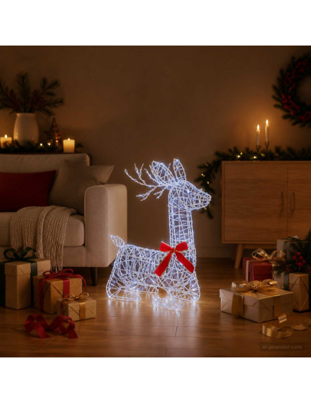 Renna di Natale 3D LOVIISA 280 LED Bianco freddo