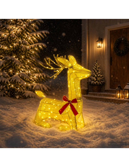 Renna di Natale 3D LOVIISA 140 LED Bianco caldo 55 x 22 x 63 cm