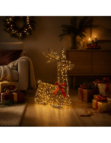 Renna di Natale 3D LOVIISA 140 LED Bianco caldo 55 x 22 x 63 cm