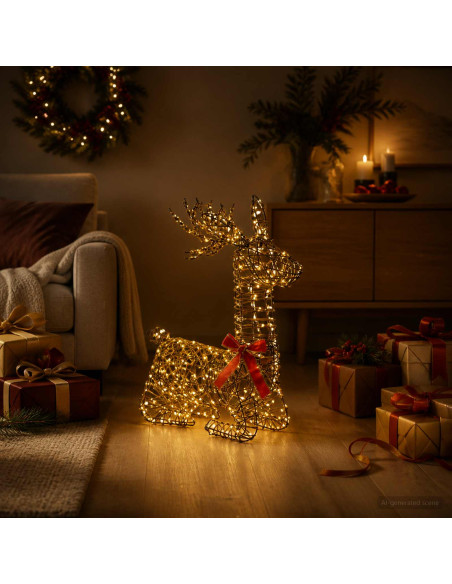 Renna di Natale 3D LOVIISA 140 LED Bianco caldo 55 x 22 x 63 cm