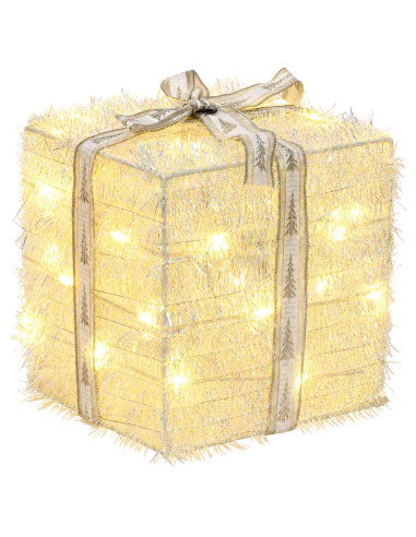 Scatola regalo di Natale illuminata 3 pz 64 LED Bianco caldo