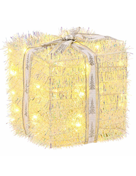 Scatola regalo di Natale illuminata 3 pz 64 LED Bianco caldo