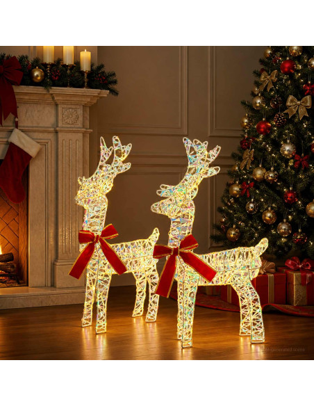 Renna di Natale 3D LOVIISA 2 pz 80 LED Bianco caldo