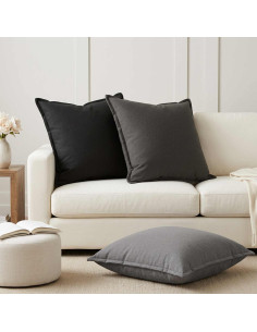 Cuscino 2 pz HOUTEN Grigio Chiaro 80 x 80 cm Lino