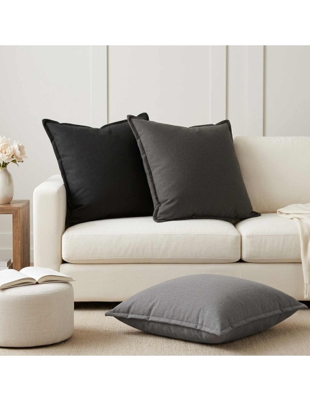 Cuscino 2 pz HOUTEN Grigio Chiaro 80 x 80 cm Lino