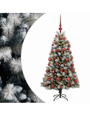 Albero di Natale artificiale con rami snodati e palline 120 cm