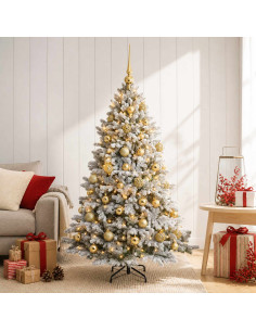 Albero di Natale artificiale con palline 120 cm 150 LED