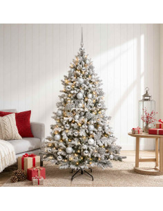 Albero di Natale Artificiale con Palline 120 cm 150 LED