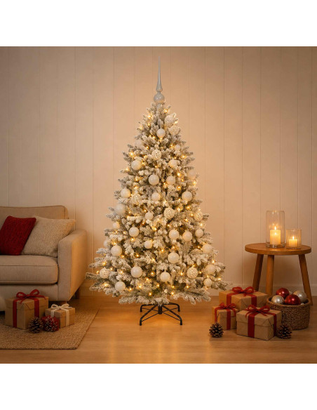 Albero di Natale Artificiale con Palline 120 cm 150 LED