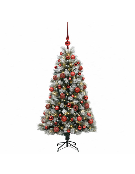 Albero di Natale artificiale con rami snodati e palline 120 cm