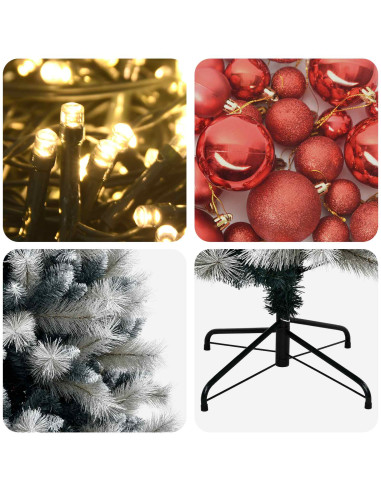 Albero di Natale artificiale con rami snodati e palline 120 cm
