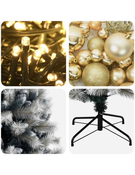Albero di Natale artificiale con rami snodati e palline 120 cm