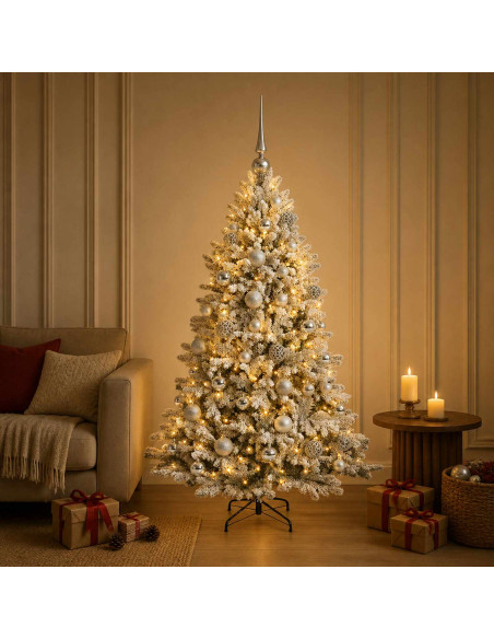 Albero di Natale Artificiale con Palline 120 cm 150 LED
