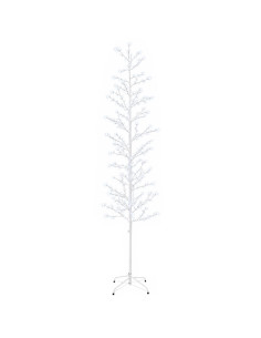 Albero di Natale a betulla Bianco 47 x 240 cm Acciaio 675 LED