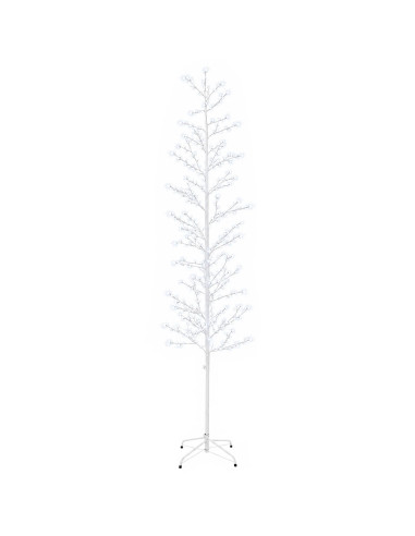Albero di Natale a betulla Bianco 47 x 240 cm Acciaio 675 LED