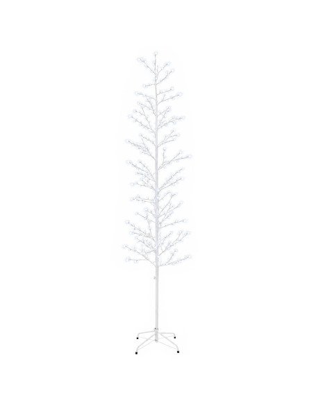 Albero di Natale a betulla Bianco 47 x 240 cm Acciaio 675 LED