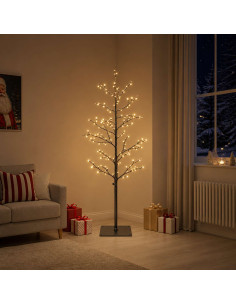 Albero di Natale a betulla Nero 18 x 18 x 120 cm Acciaio