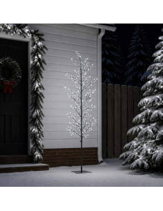 Albero di Natale a betulla Nero 180 cm Acciaio 459 LED