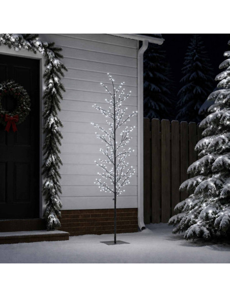 Albero di Natale a betulla Nero 180 cm Acciaio 459 LED