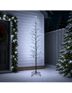 Albero di Natale a betulla Nero 47 x 210 cm Acciaio 567 LED