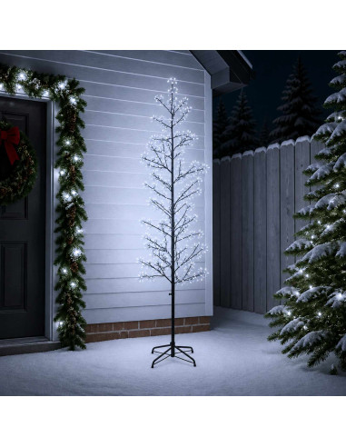 Albero di Natale a betulla Nero 47 x 210 cm Acciaio 567 LED