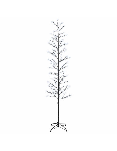 Albero di Natale a betulla Nero 47 x 240 cm Acciaio 675 LED