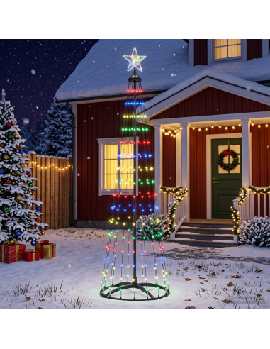 Albero di Natale a cono LED 180 cm 250 LED Multicolore Acciaio