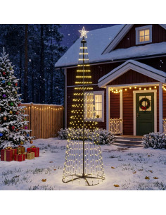 Albero di Natale a cono LED 250 cm 470 LED Bianco caldo Acciaio