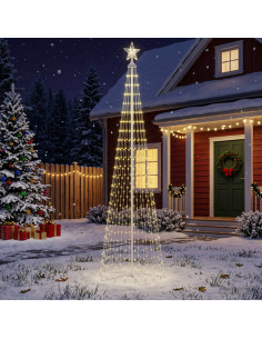 Albero di Natale a cono LED 250 cm 470 LED Bianco caldo Acciaio