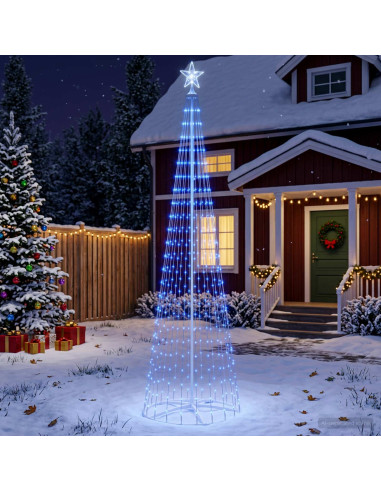 Albero di Natale a cono LED 250 cm 470 LED Blu Acciaio Bianco