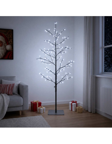 Albero di Natale a betulla Nero 120 cm Acciaio 279 LED