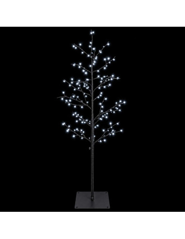 Albero di Natale a betulla Nero 120 cm Acciaio 279 LED