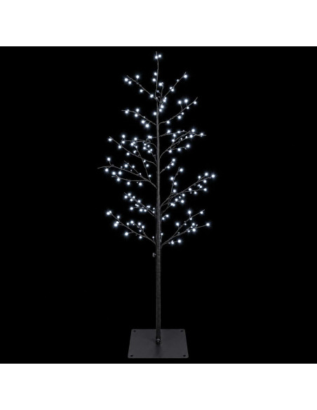Albero di Natale a betulla Nero 120 cm Acciaio 279 LED