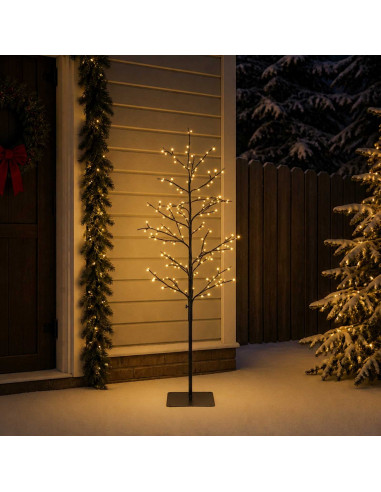 Albero di Natale a betulla Nero 150 cm Acciaio 360 LED