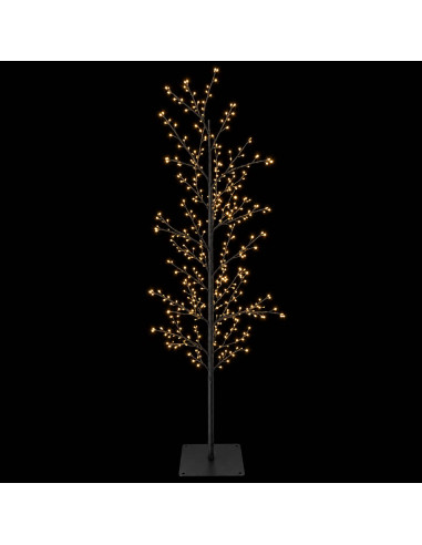 Albero di Natale a betulla Nero 150 cm Acciaio 360 LED