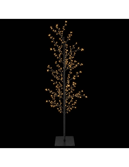 Albero di Natale a betulla Nero 150 cm Acciaio 360 LED