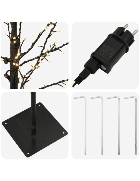 Albero di Natale a betulla Nero 150 cm Acciaio 360 LED