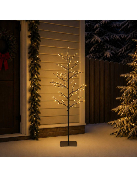 Albero di Natale a betulla Nero 18 x 18 x 120 cm Acciaio