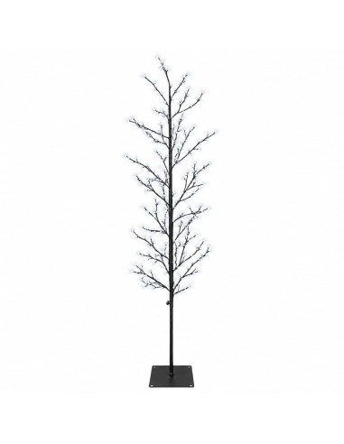Albero di Natale a betulla Nero 180 cm Acciaio 459 LED