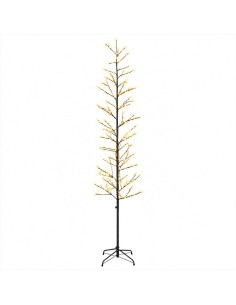 Albero di Natale a betulla Nero 240 cm Acciaio 675 LED 2