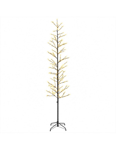 Albero di Natale a betulla Nero 240 cm Acciaio 675 LED