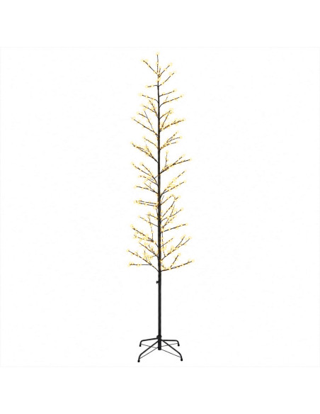 Albero di Natale a betulla Nero 240 cm Acciaio 675 LED