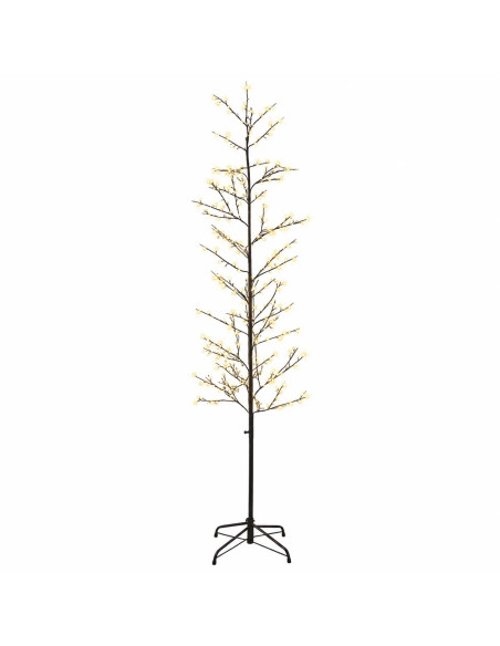 Albero di Natale a betulla Nero 47 x 210 cm Acciaio 567 LED