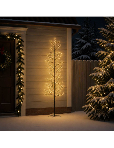 Albero di Natale a betulla Nero 47 x 210 cm Acciaio 567 LED