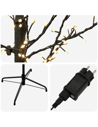 Albero di Natale a betulla Nero 47 x 210 cm Acciaio 567 LED