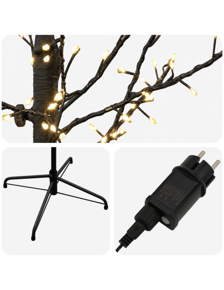 Albero di Natale a betulla Nero 47 x 210 cm Acciaio 567 LED