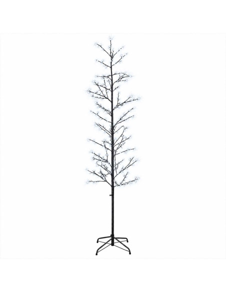 Albero di Natale a betulla Nero 47 x 210 cm Acciaio 567 LED