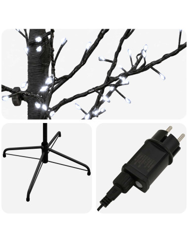 Albero di Natale a betulla Nero 47 x 210 cm Acciaio 567 LED