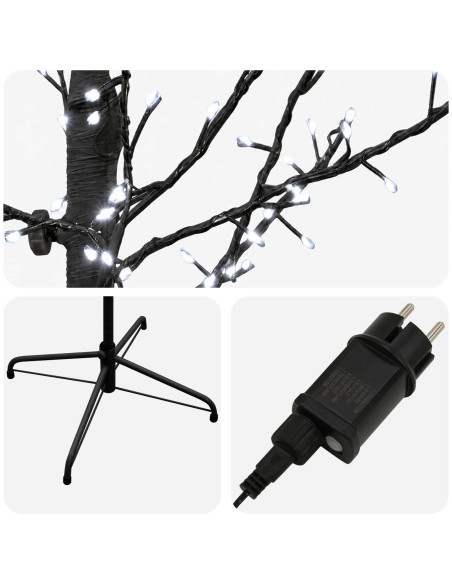 Albero di Natale a betulla Nero 47 x 210 cm Acciaio 567 LED